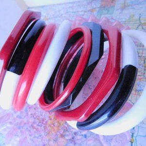 retro stacking bangle set red black white 80s vintage statement